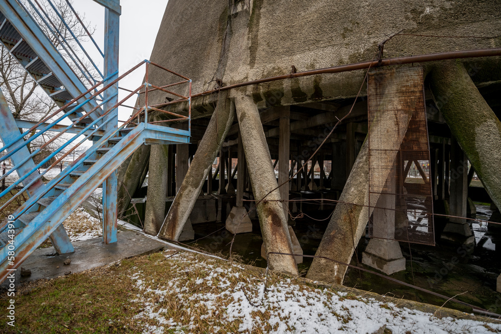 Obraz premium Old abandoned post-Soviet coal power plant in Hungary near Budapest