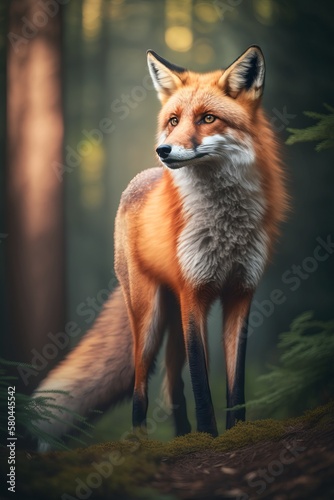 A majestic red fox  clean sharp focus  national geographic  highly detailed fur  soft shadows  no contrast  f-stop 1.8  blurry background  professional color grading  film photography.