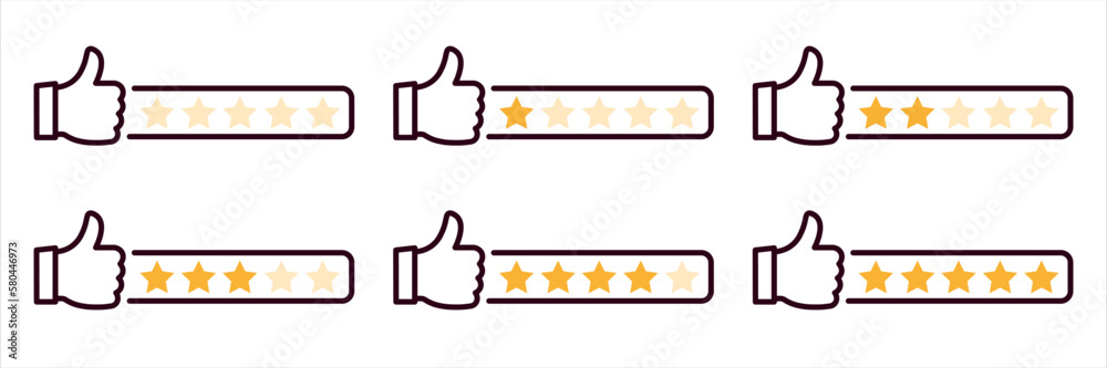 Level of satisfaction. Feedback evaluation with thumbs up. Customer ...
