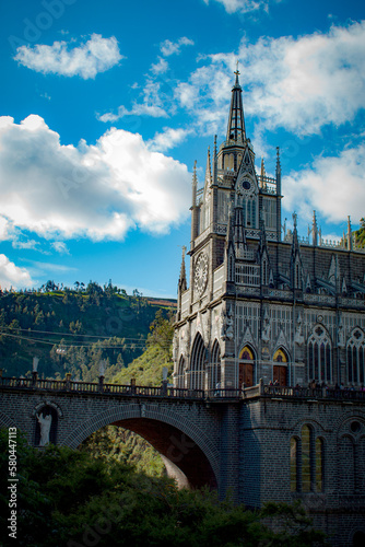 Las Lajas Church, majesty and beauty. One of the most iconic places in Colombia. With its gothic architecture and its location in a rocky gorge. photo