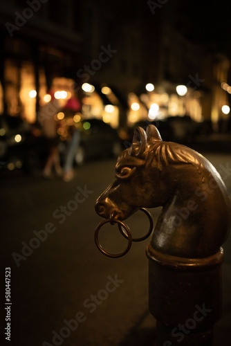 Old Horse hitch at night in the New Orleans French Quarter - Portrait 