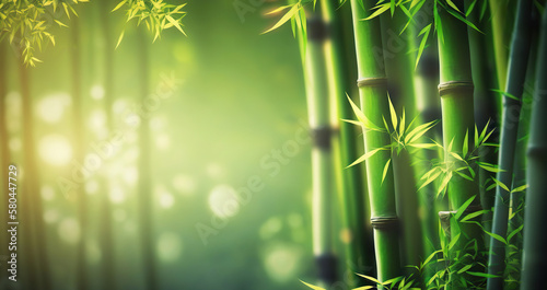 Bamboo trees with copy space. Based on Generative AI