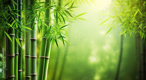 Bamboo trees with copy space. Based on Generative AI