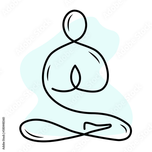Yoga icon isolated on white background. Vector yoga woman logotype in line style. Outline design symbol.