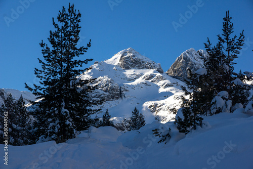 Winter view of Rila Mountain near Malyovitsa peak, Bulgaria