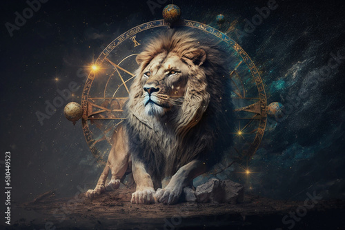 Generative AI illustration surreal astrology concept. zodiac signs. Leo
