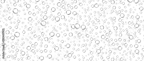 Water bubbles set isolated on white background. Air water bubbles for soda effect, transparent backdrop, icon design, champagne bubbles, texture and wallpaper. Water drops pattern, vector illustration © Marinko