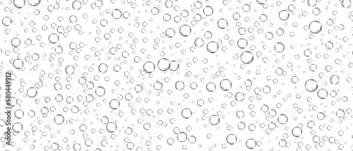 Water bubbles set isolated on white background. Air water bubbles for soda effect, transparent backdrop, icon design, champagne bubbles, texture and wallpaper. Water drops pattern, vector illustration