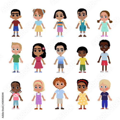 set of characters of children of different nationalities