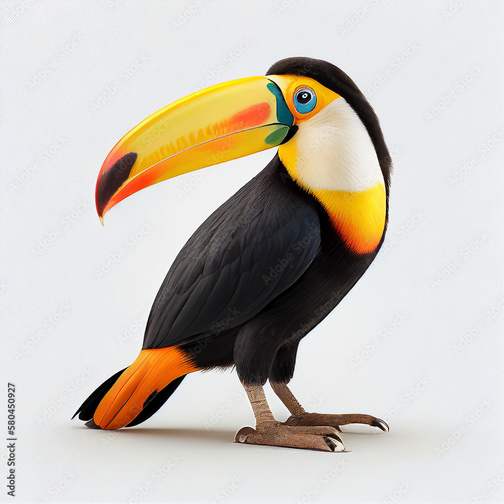Fototapeta premium Beautiful toucan isolated on a white background - ai generative