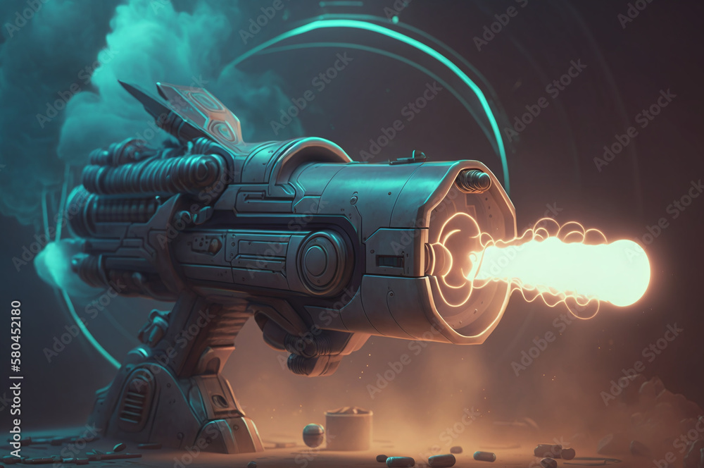 Futuristic gun smoke with glowing light Futuristic gun smoke with glowing light
