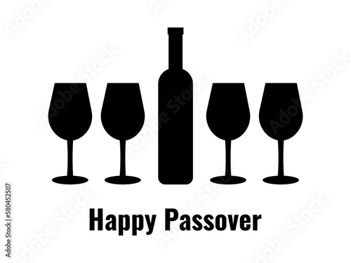 Jewish holiday Passover, Pesach, black traditional icons and symbols on white background. Vector illustration
