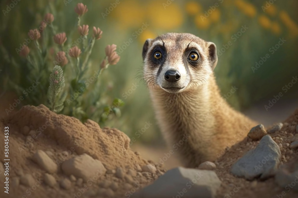 Fototapeta premium Meerkat with inquisitive expression
