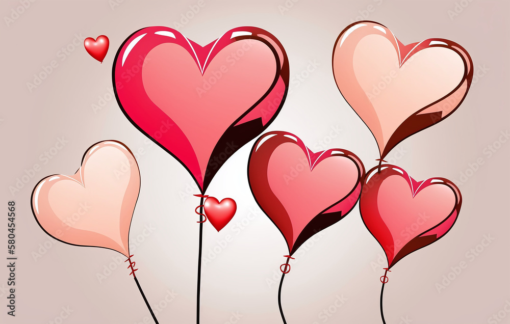 Valentine's day heart balloons illustration