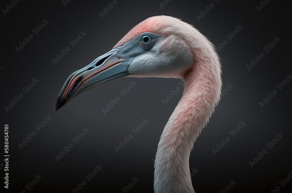 Fototapeta premium Flamingo profile with long neck and beak
