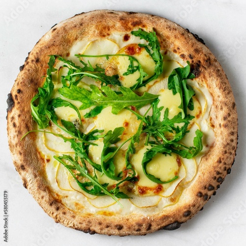 pizza with cheese on white background