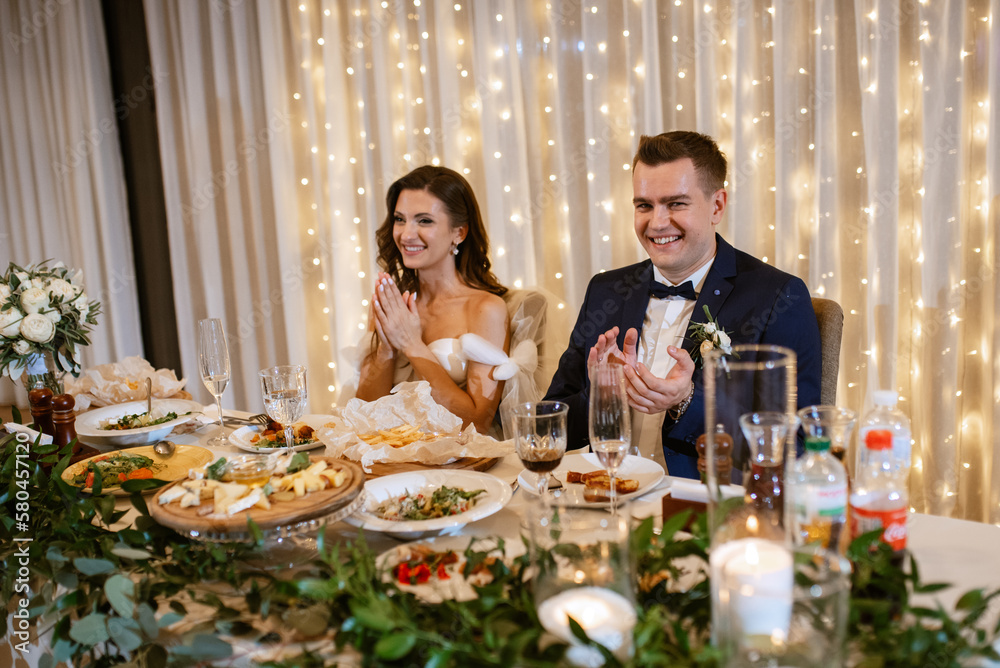 portrait of the newlyweds at the presidium