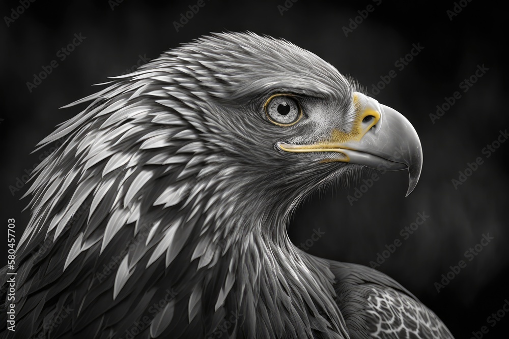 Golden eagle looking forward white and black. Generative AI Golden eagle looking forward white and black. Generative AI