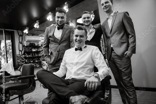 groom in the barber shop photo