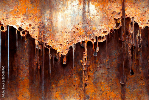 Dripping molten steel and rusty steel pattern, seamless background, continuous wallpaper, generative ai
