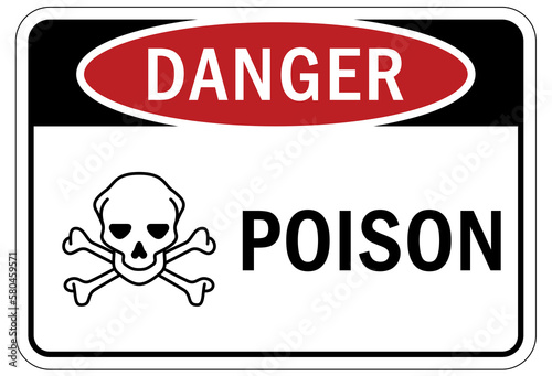 Poison warning sign and labels