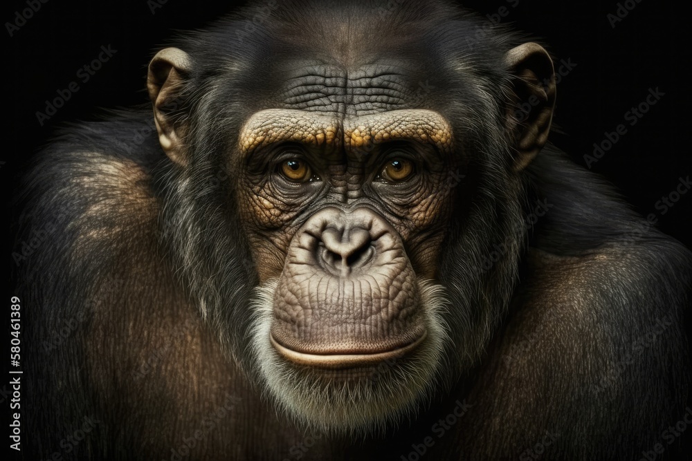 Naklejka premium Chimpanzee face. Generative AI
