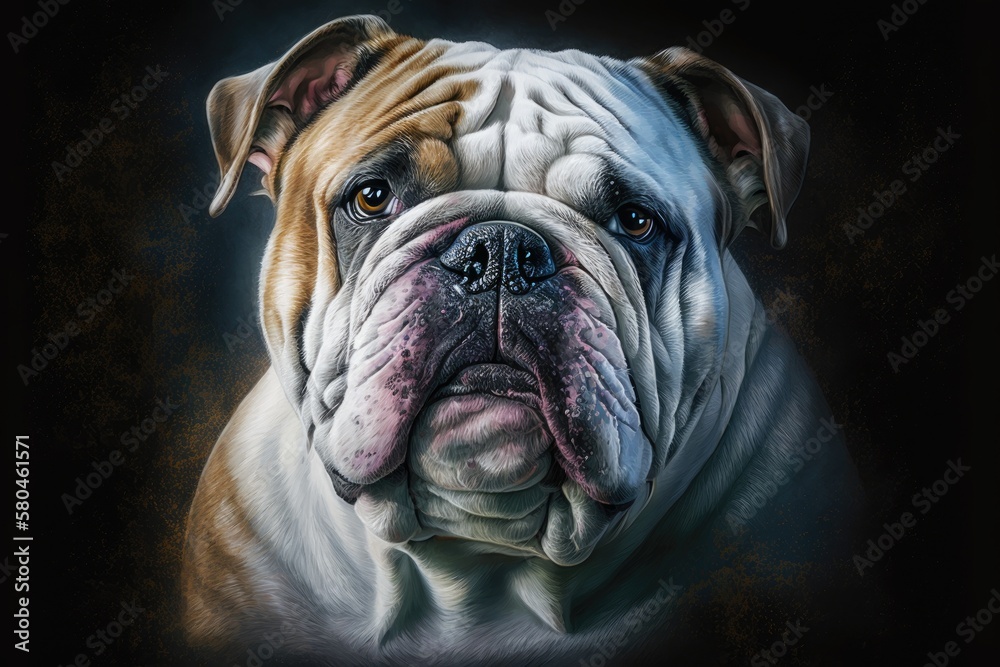 Bulldog pastel portrait. Modern art. Generative AI