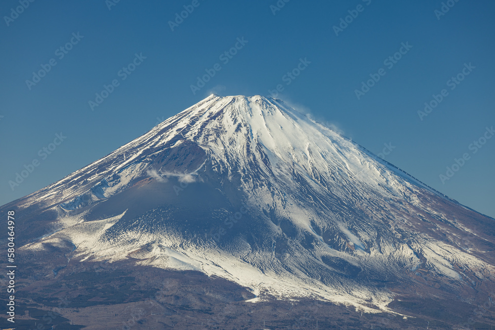 日本　神奈川県足柄下郡箱根町の駒ヶ岳山頂から見える富士山