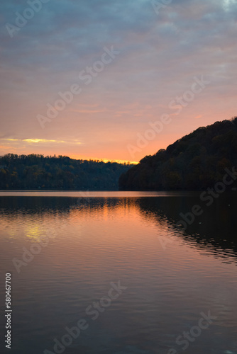 Sunset reflecting on Cheat Lake in West Virginia