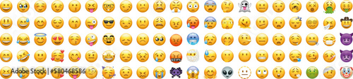 Fotografiet Big set of emoticons, emoji big icons set
