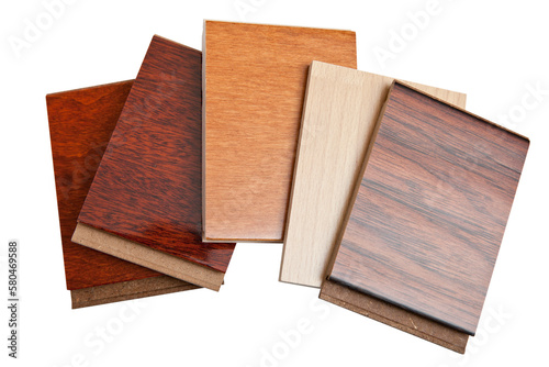 Different kind of hardwood flooring samples isolated on white