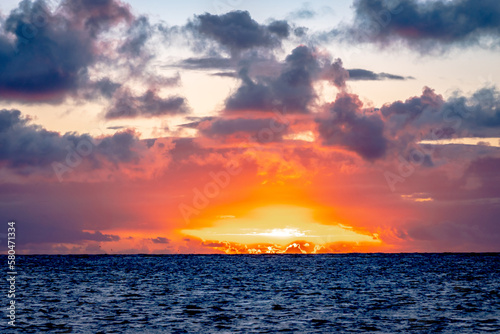 sunrise and beach scenes on island of oahu hawaii