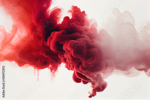 Red ink in water isolated on white background.generative ai