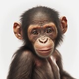 Chimpanzees, primate species in white background, GENERATIVE AI