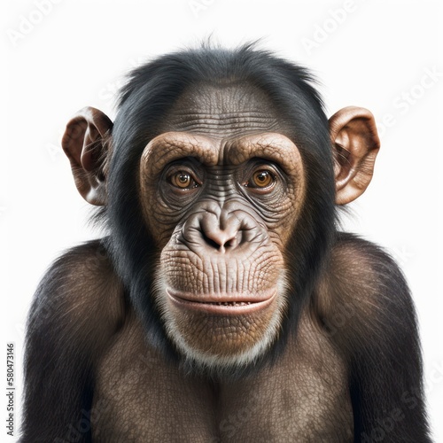 Chimpanzees, primate species in white background, GENERATIVE AI ©  freeprompt