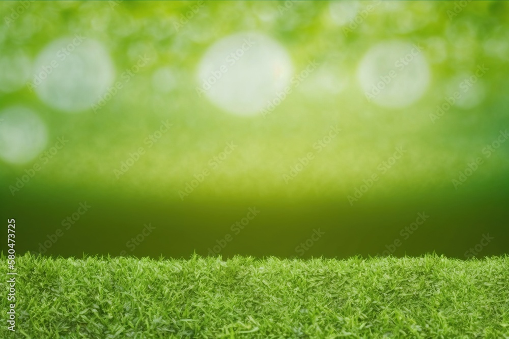green grass in early spring on blurred green background