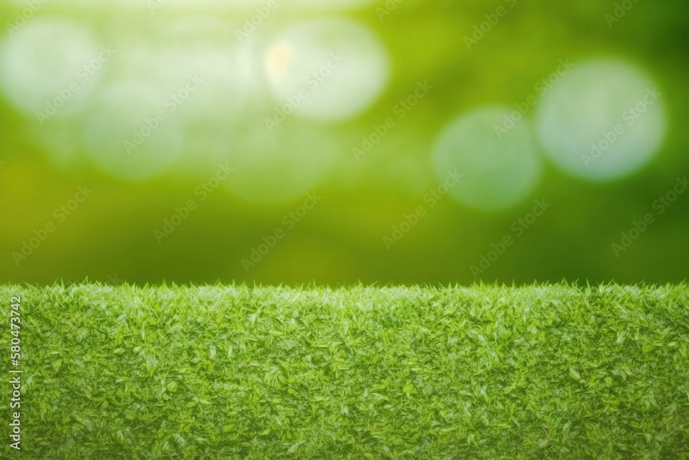 green grass in early spring on blurred green background
