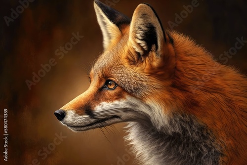 A painting of a red fox. Generative AI