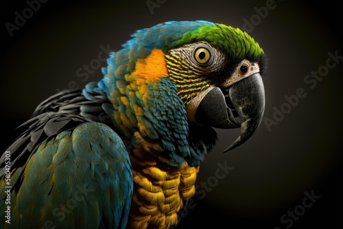 A parrot with a yellow beak. Generative AI