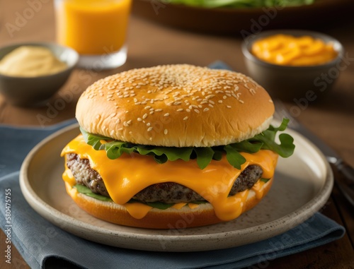 Cheeseburger sandwich. Generative AI