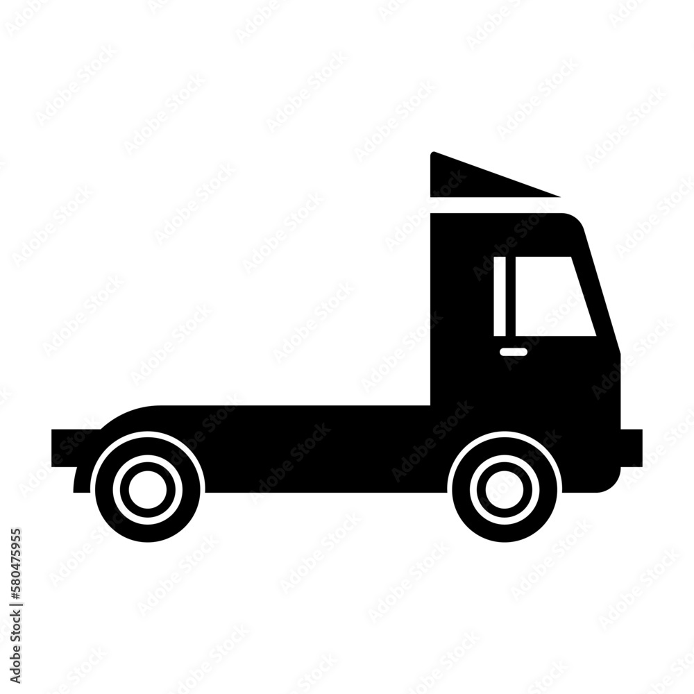 Truck black icon. Cargo truck icon. Delivery symbol. Vector illustration isolated on white background.