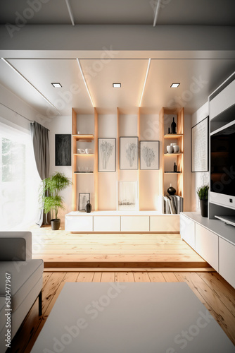 Simple interior living room  Generative Ai
