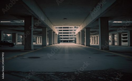 Empty abandoned parking garage, 