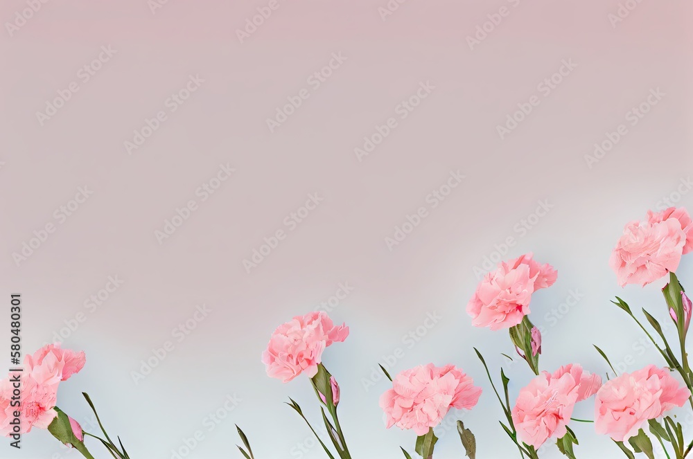 Carnation Flowers Background With Copy Space Generative AI