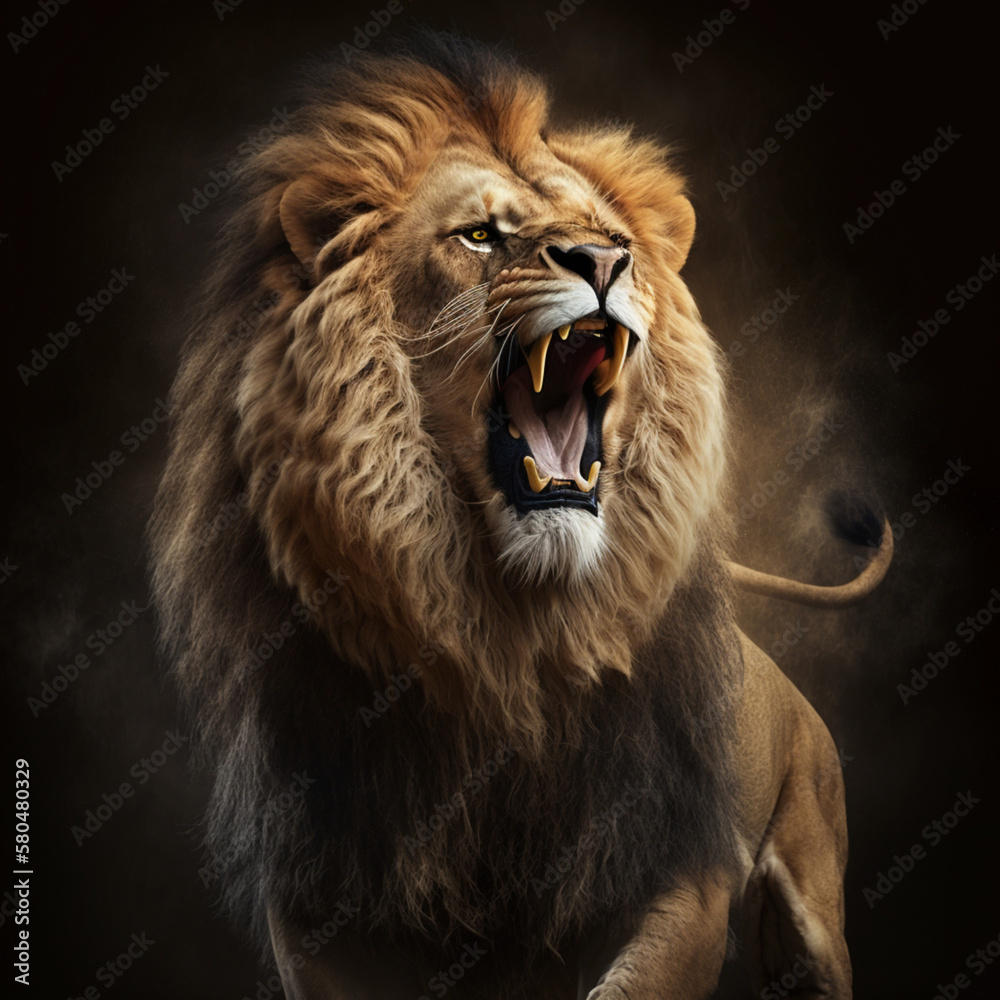A male lion roaring Stock Illustration | Adobe Stock