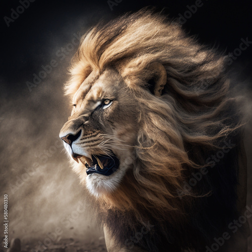 A male lion roaring © The animal shed 274