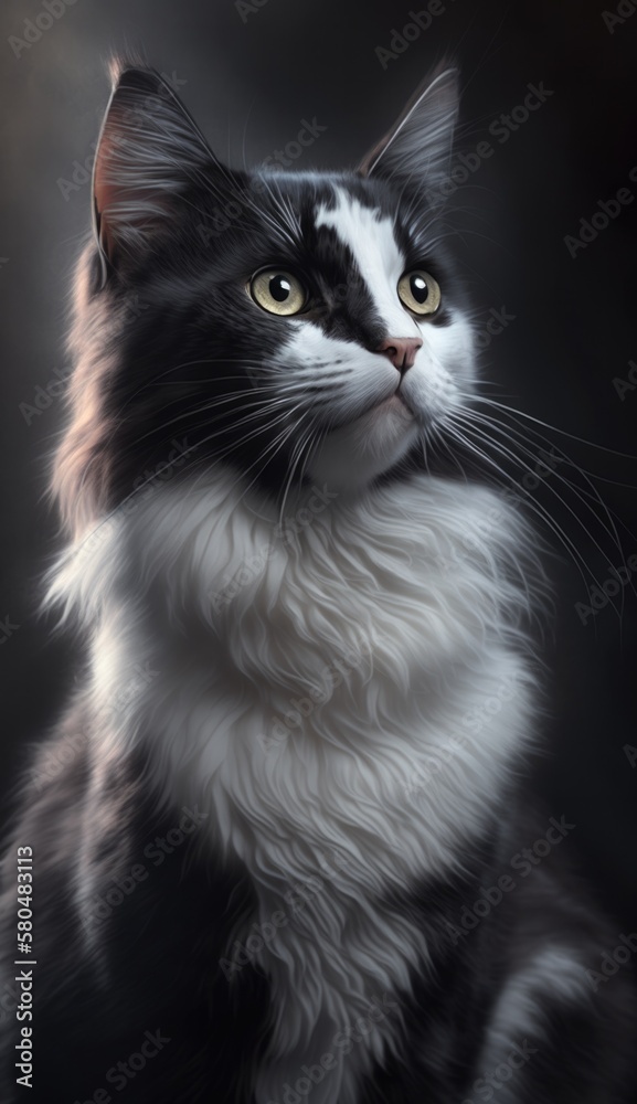 cat in dark background generative ai