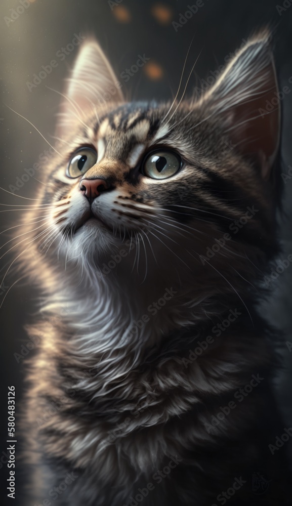 cat in dark background generative ai