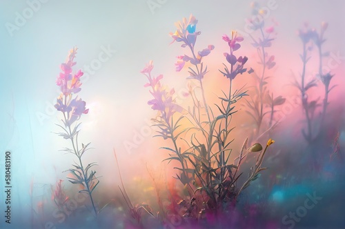 Field Flowers Soft Background With Copy Space Generative AI
