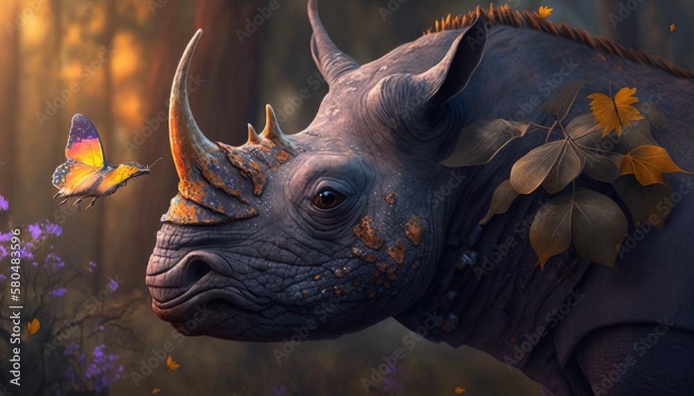 a rhino in the forest generative ai